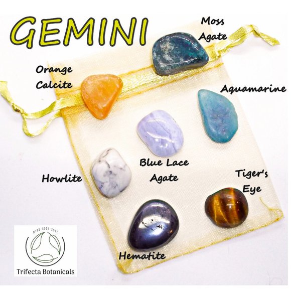 ♊ GEMINI Zodiac Gift Set ♊ Roller Bottle + Pocket Crystals + Loose Incense Blend - Picture 2 of 6